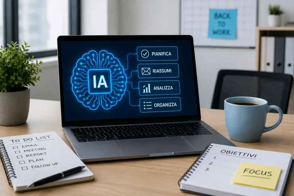 Intelligenza artificiale che aiuta a smaltire email arretrate e riorganizzare le priorità dopo le ferie