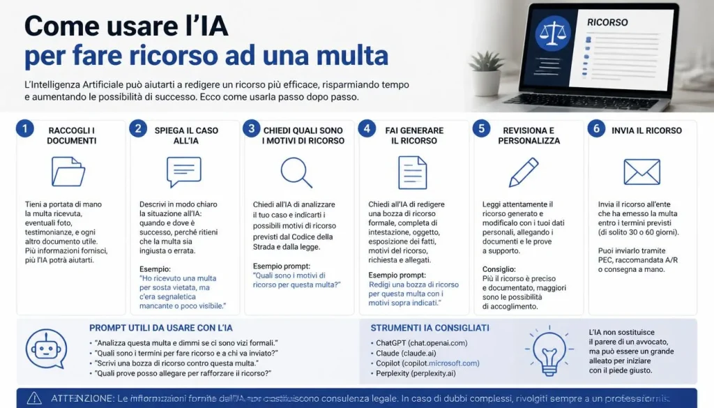 Intelligenza artificiale usata per preparare il ricorso contro una multa stradale